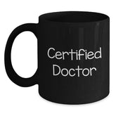 Funny Doctor Gifts from Friends for Doctor on Birthday - Black Coffee Mug, Inspirational Quote 'This Doctor is a Real Hero' - Main